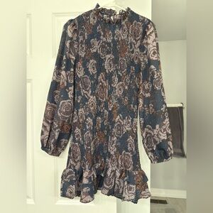 Zara Floral Mini Long-sleeve Dress